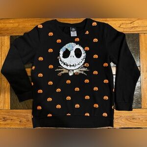 Nightmare Before Christmas Sequin Jack Skellington Sweatshirt, Girls XL(14-16)